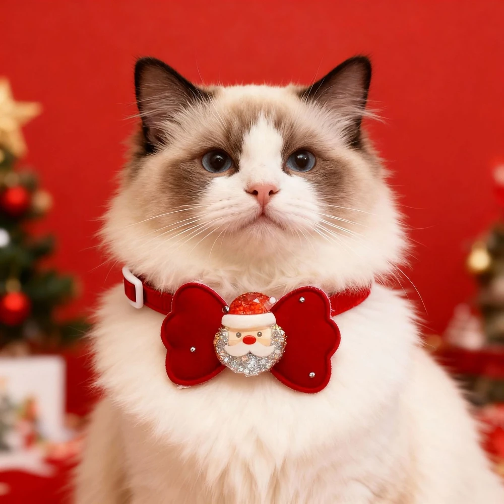 Collar navideño rojo ajustable y silencioso para perros y gatos - imagen 2