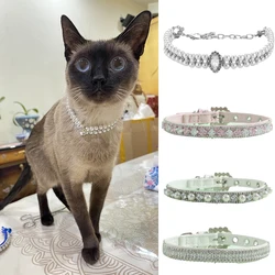 Collar de joyería para gatos y gatitos siameses, Gotas, diamantes de imitación ostentosos, Collar de perlas para mascotas, accesorios, collares Sphynx Kedi mascotas