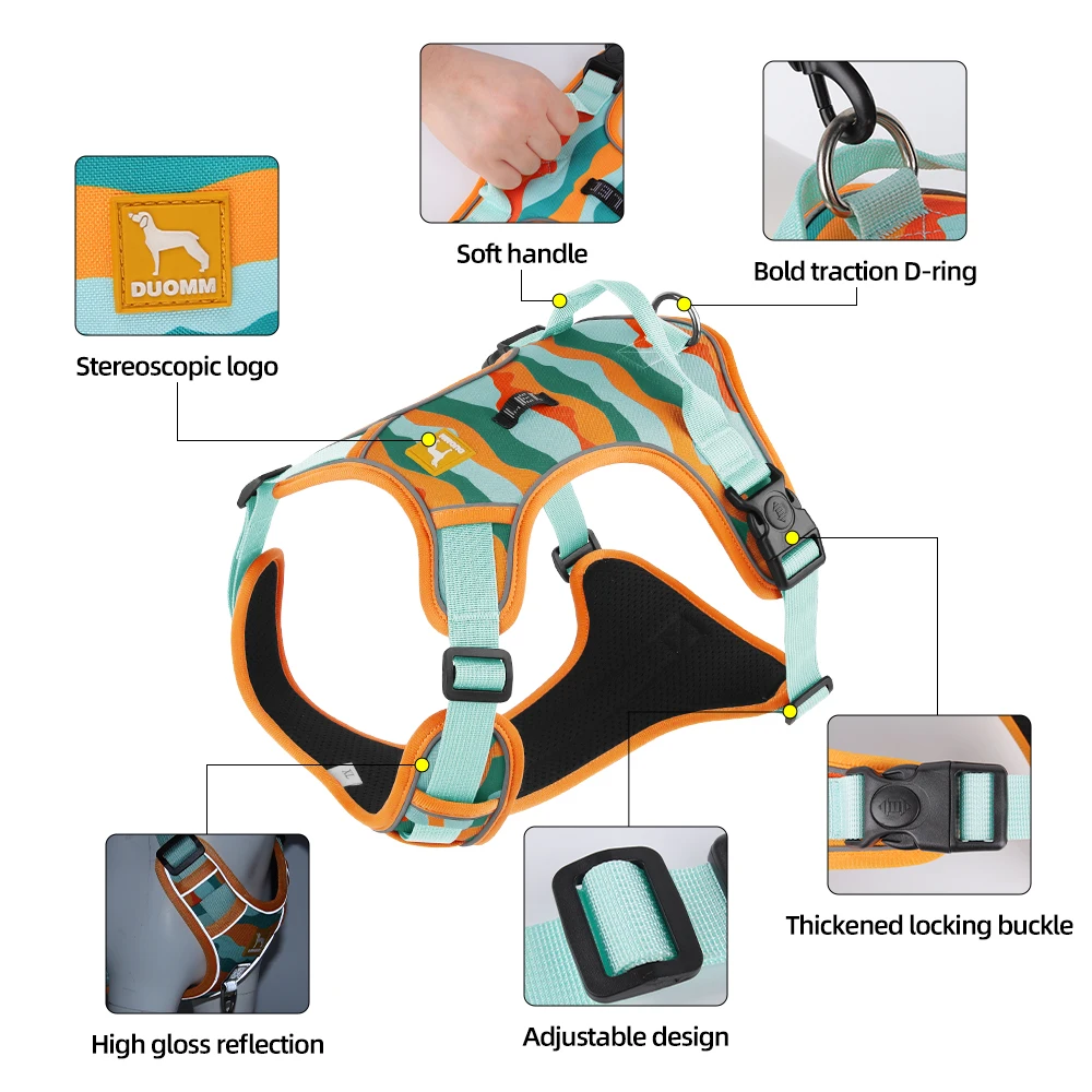Arnés para perros medianos y grandes, Collar Labrador, arnés ajustable reflectante del ejército, tela Oxford, chaleco para mascotas, entrenamiento, perro para caminar - imagen 2