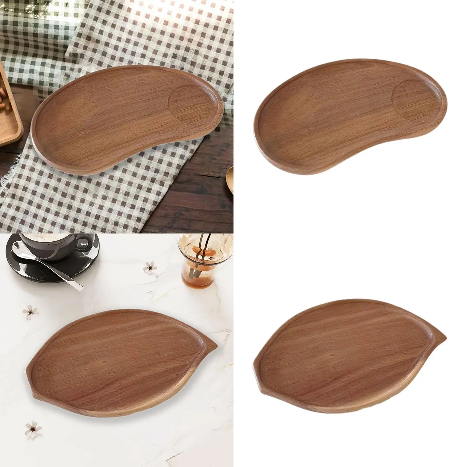 Wooden Appetizer Plate Dessert Plates Wooden Serving Tray Snack Plate Food Platter for Drinks Breakfast Cupcake Snacks Dessert