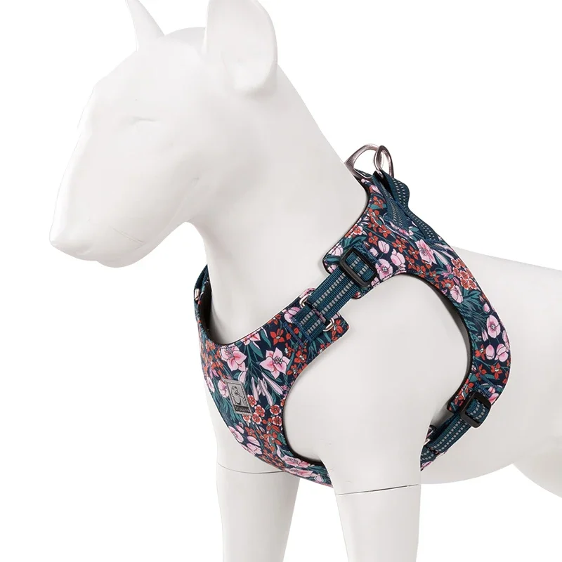 Winhyepet-arnés Floral para perros, chaleco para mascotas, correas de viaje, acolchado de algodón reflectante, ropa personalizada para perros pequeños, medianos y grandes - imagen 4