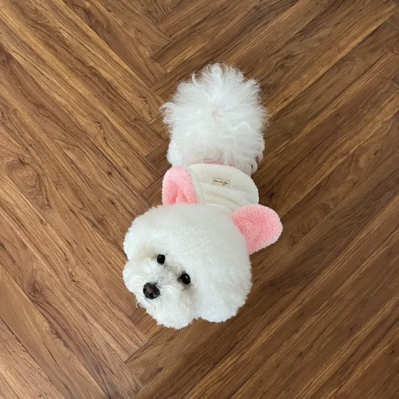 Ropa de alta calidad para otoño e invierno para mascotas, ropa cálida para gatos, abrigo con Orejas de conejo de peluche, suministros suaves y cálidos para mascotas, chaquetas para cachorros