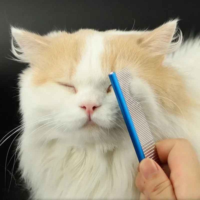 Peine para gatos, cepillo de masaje para gatos, peines de acero inoxidable para limpieza del cabello de gatos, removedor de pelo para mascotas, cepillo para el cuidado de perros, accesorios para gatos - imagen 2
