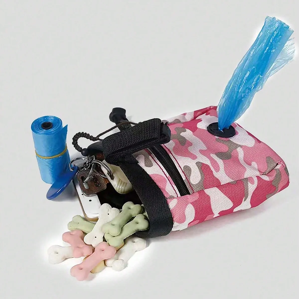 Bolsa de entrenamiento para perro, riñonera portátil con hebilla elástica ajustable para comida de perro