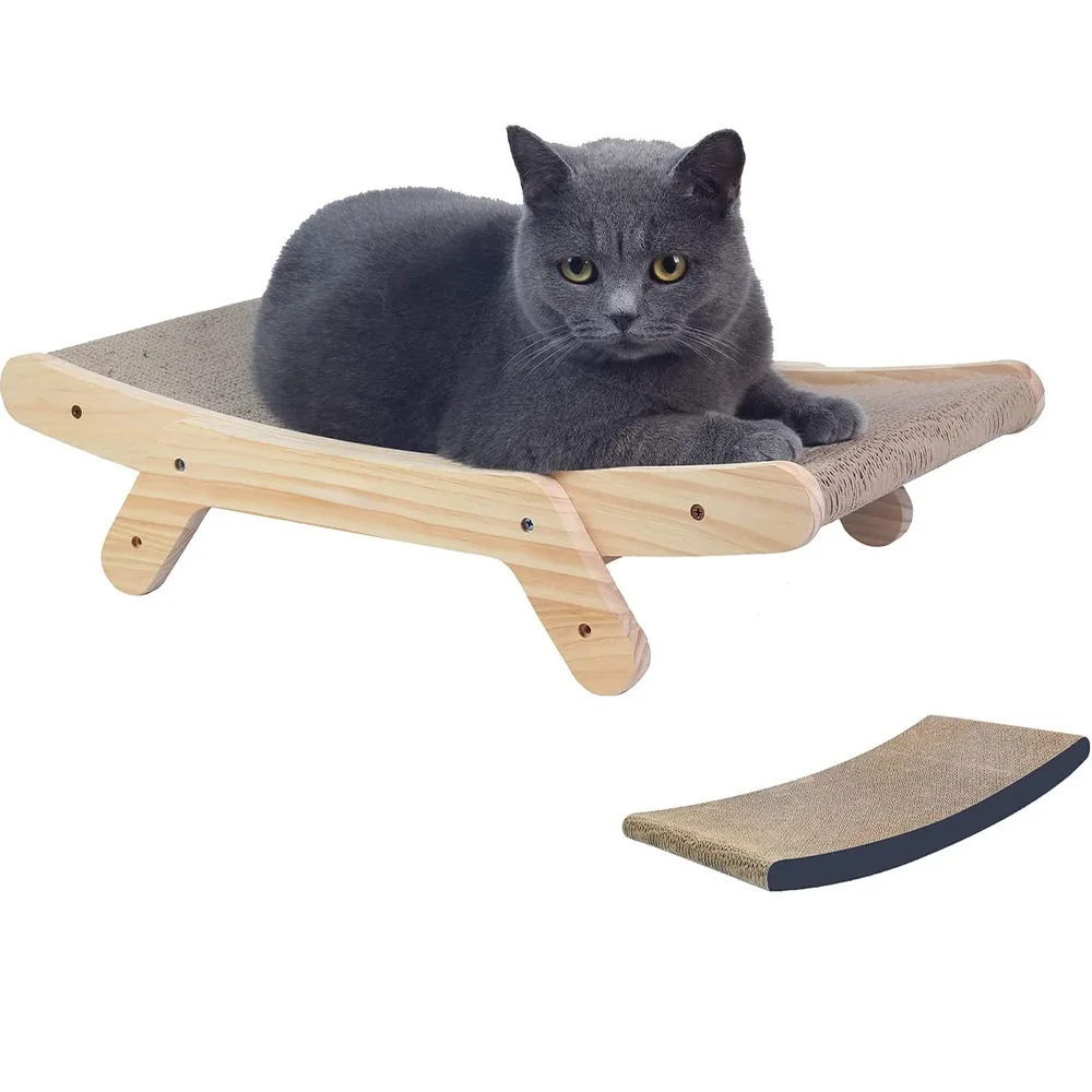 Cama rascadora para gatos con marco de madera, estera rascadora para gatos, cama para el cuidado de las garras, para gatos, para descansar y dormir, suministros para mascotas - imagen 4