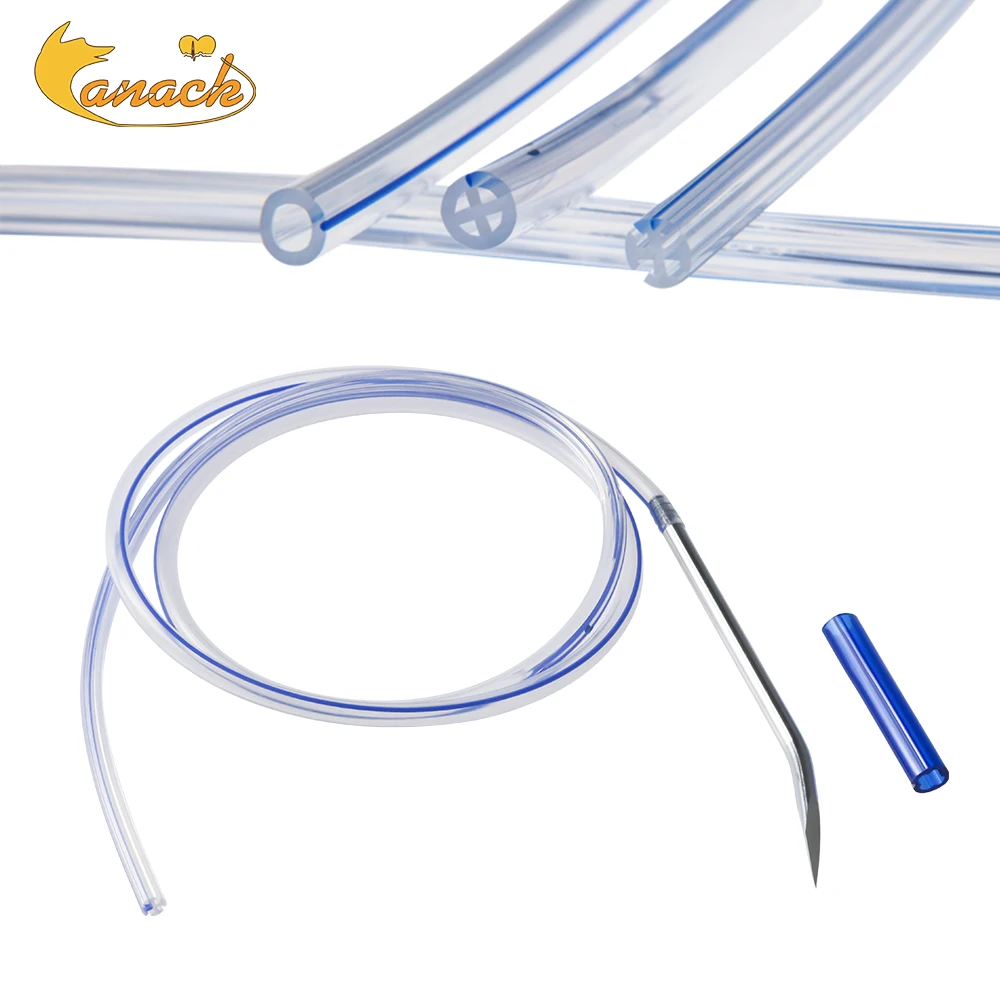 Drenaje estriado redondo de silicona 10Fr-24Fr 120cm a prueba de obstrucciones con tubo de drenaje de ranura abierta Trocar equipo veterinario de esterilización Eo