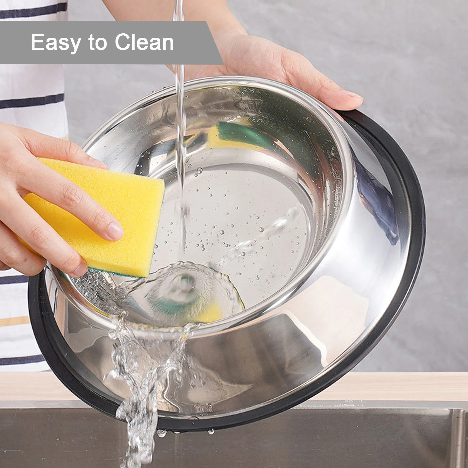 Cuenco de acero inoxidable con Base de goma antideslizante para perros, comedero para gatos, cuenco de agua para mascotas pequeñas, medianas y grandes - imagen 5