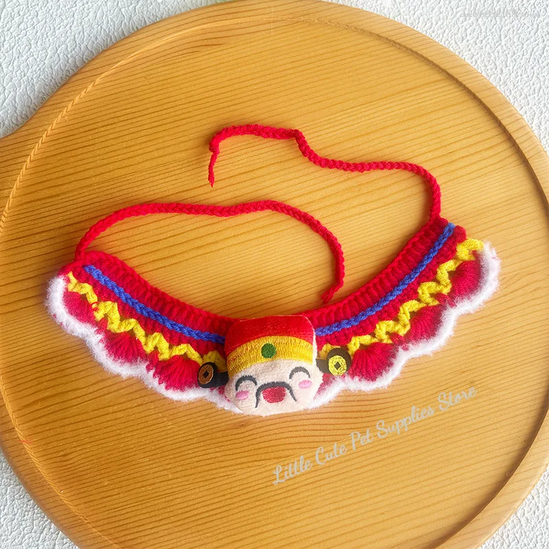 Corbata tejida hecha a mano para gatos, accesorio ajustable para mascotas, diseño de danza del león chino, protección mágica, accesorio de moda para gatos - imagen 5