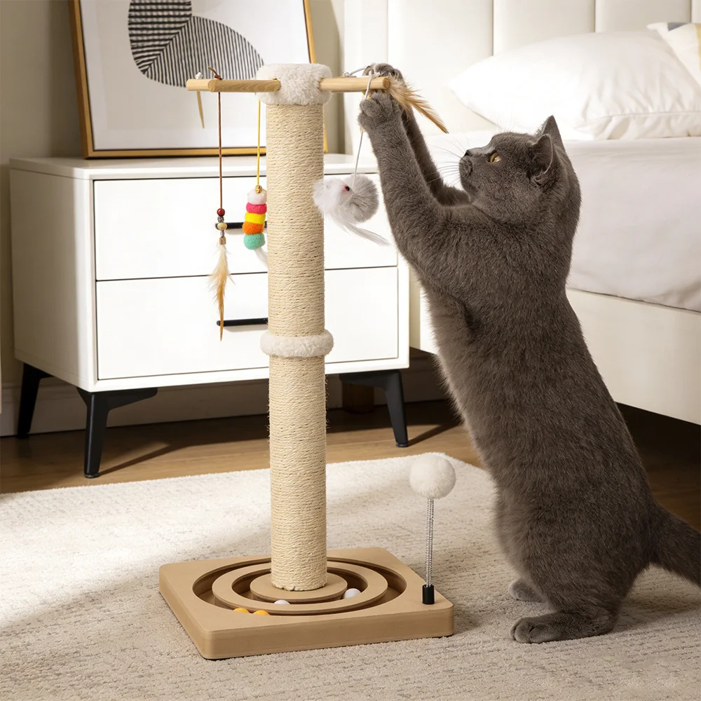 Rascador para gatos con estación de juegos y cuerda de sisal - imagen 3