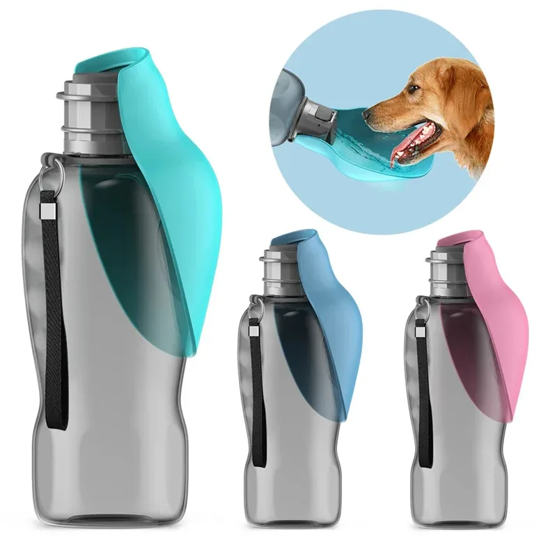 Botella de agua portátil con tapa abatible para perros, dispensador de viaje a prueba de fugas para perros pequeños, medianos y grandes