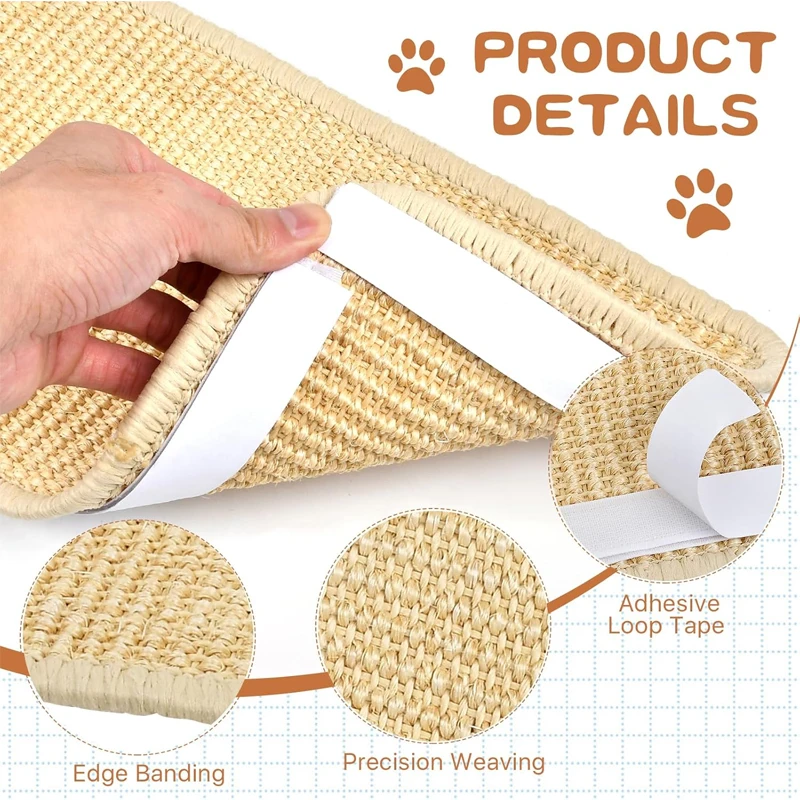 Estera rascadora de Sisal Natural para gatos, esteras para rascar gatos, alfombra Horizontal para rascar el suelo del gato, protege el sofá y las alfombras - imagen 4