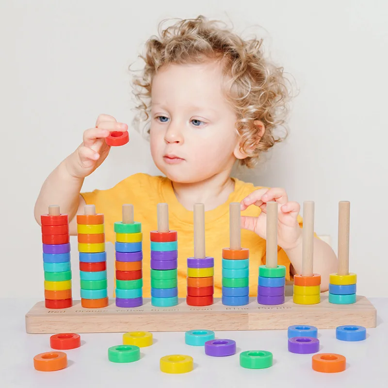 Juego de anillas numéricas de madera – Montessori para niños - imagen 2