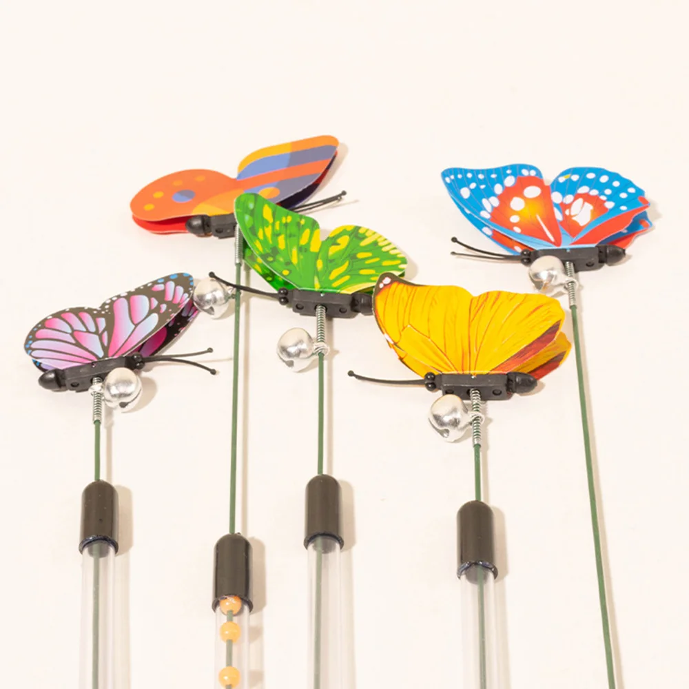 Varita retráctil para gatos con mariposa de resorte, poste extensible para gatos, juguete interactivo para atrapar rascar gatos, - imagen 4