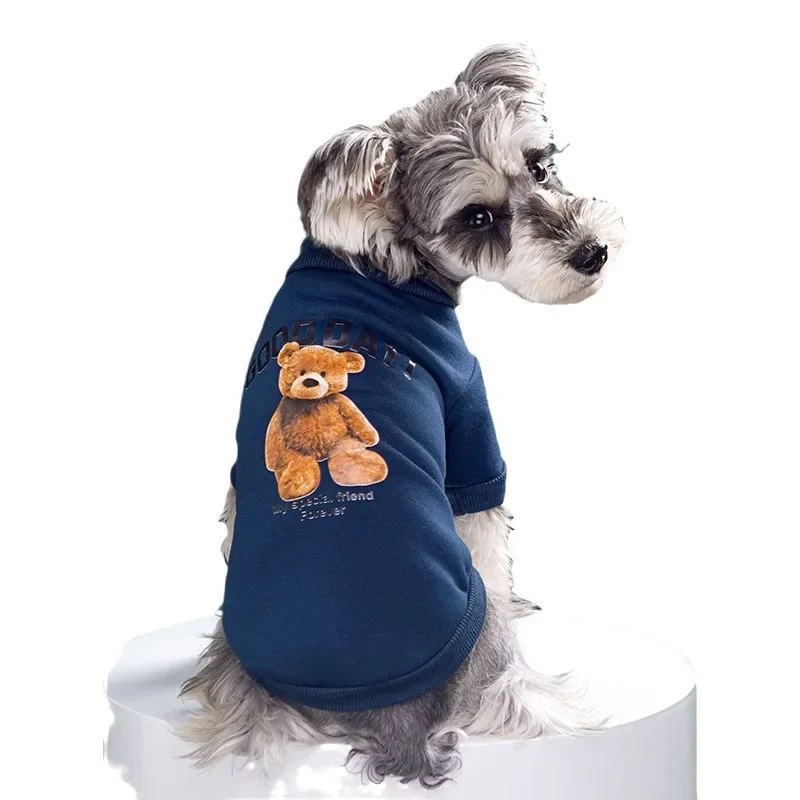 Otoño e Invierno cálido lindo oso INS Sudadera con capucha de terciopelo fino perro gato Teddy ropa para mascotas camisa Base para perros ropa para cachorros pequeños - imagen 5