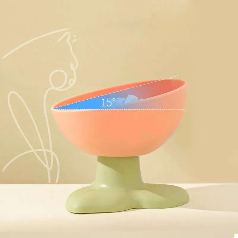 Cuenco para gatos con flores para mascotas, plato de agua y comida de cerámica, bonito cuenco alimentador para mascotas, suministros antideslizantes para gatos, cachorros y gatitos, mascotas pequeñas - imagen 3