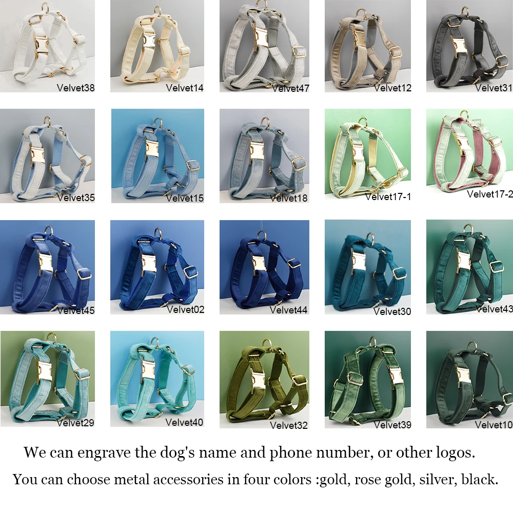 Juego de arnés y collar para perro personalizado con correa, nombre grabado personalizado, soporte para bolsa para caca de perros pequeños a medianos incluido