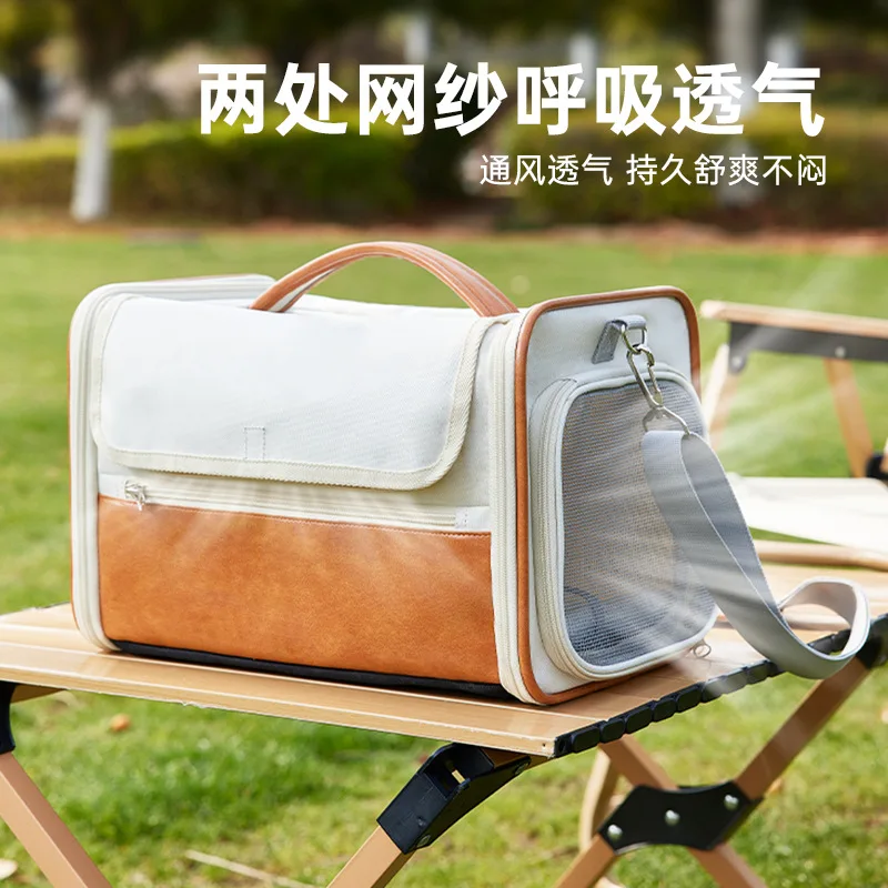 Bolsa para gatos portátil para gatos y conejos, bolsa portátil para mascotas de gran capacidad, suministros de mochila para mascotas de un solo hombro - imagen 4