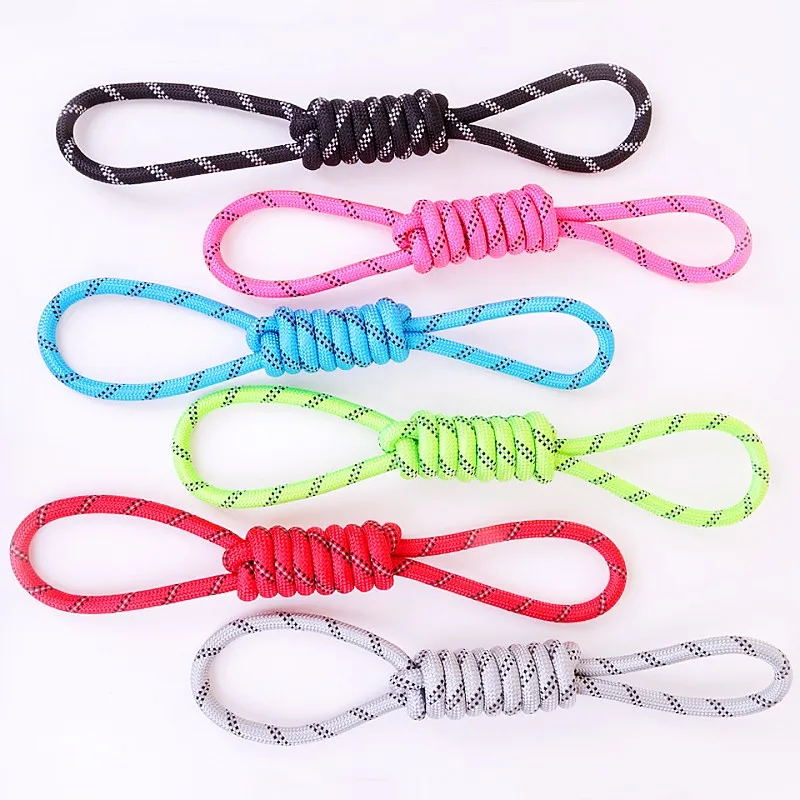 Juguetes para perros, cuerdas de algodón, juguete para perros, cuerda con nudo reflectante, juguetes para dientes de perro, cuerda Molar a prueba de masticar, juguete de entrenamiento para perros, accesorios para cachorros