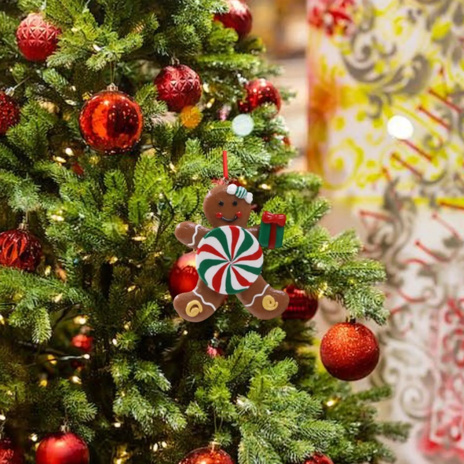 Christmas Gingerbread Man Hanging Decorations Hanging Pendant Celebration Ornament for Bedroom Office Living Room Door Wall