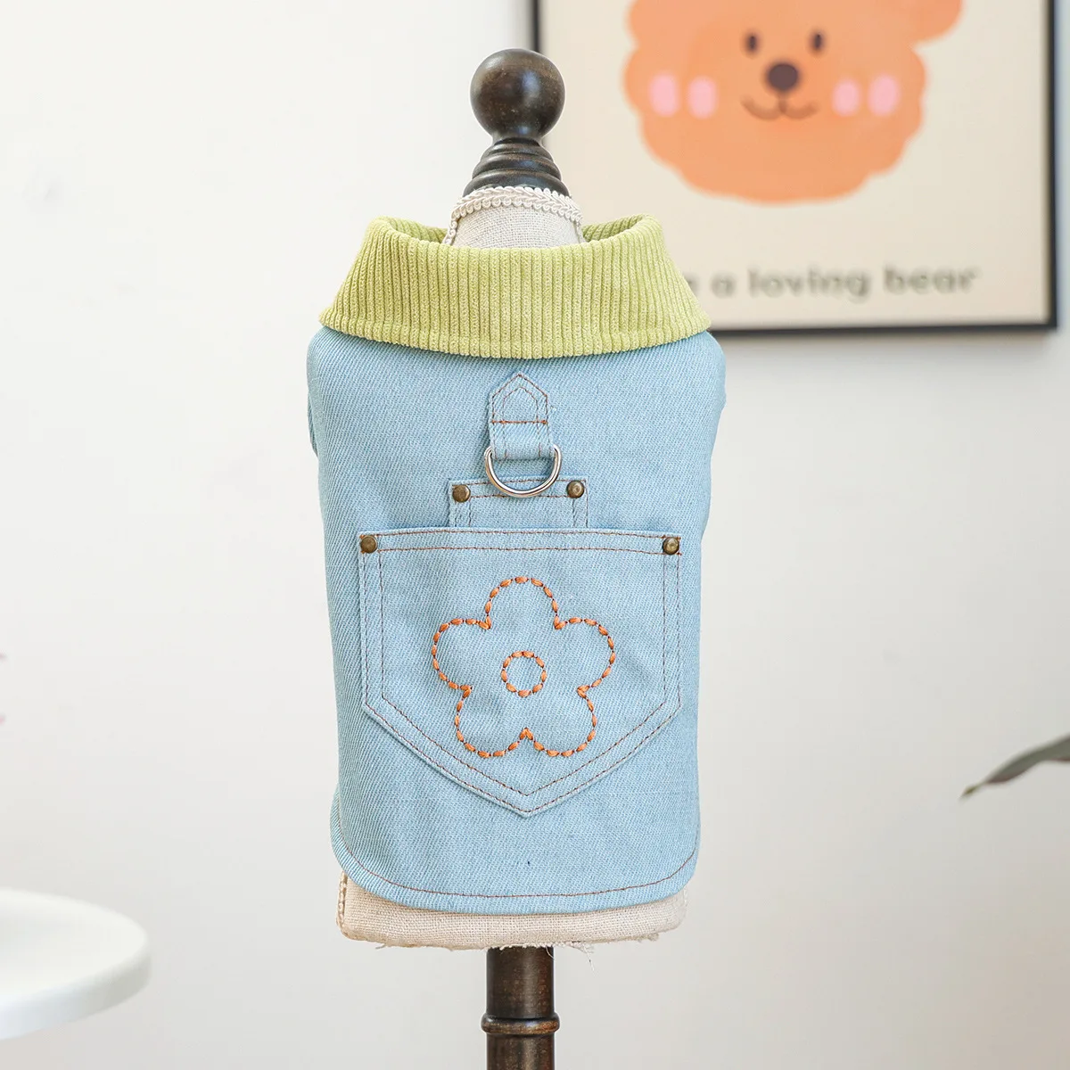 Chaleco vaquero floral para perros pequeños y gatos - imagen 2