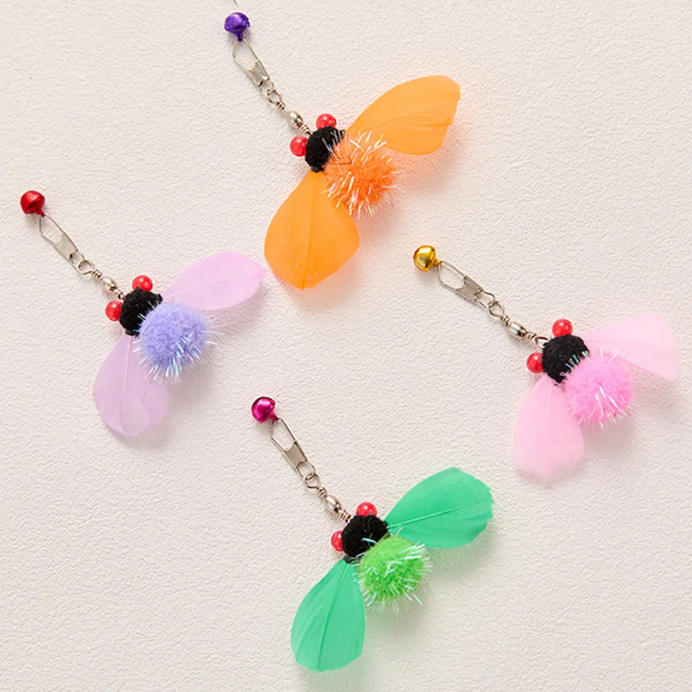 Cabezal de repuesto para rompecabezas para gatos, juguete para mascotas con plumas y insectos realistas, recambio para juego interactivo con varita para gatos