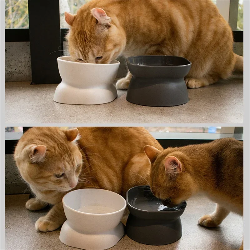 Cuenco de comida para gatos sin estrés, cuenco elevado inclinado, protección antideslizante, columna vertebral de mascotas, cuenco de doble cara, se puede usar en lavavajillas - imagen 4