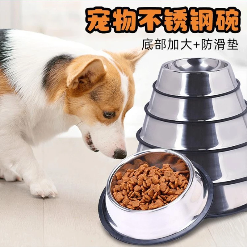 Cuenco grande de acero inoxidable para perros y gatos, lavabo de arroz antideslizante y resistente a mordeduras, cuenco de alimentación para beber para mascotas - imagen 4