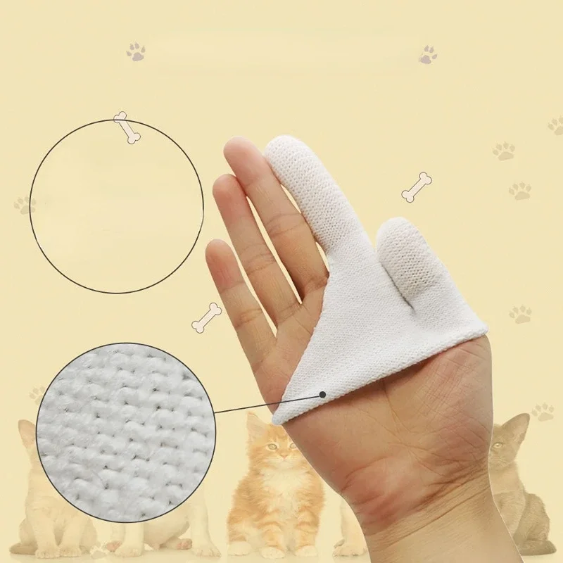 Cepillo de dientes de dos dedos para mascotas, Herramientas de limpieza bucal para perros y gatos, guantes de dientes para cachorros y gatitos, suministros de enfermería - imagen 3