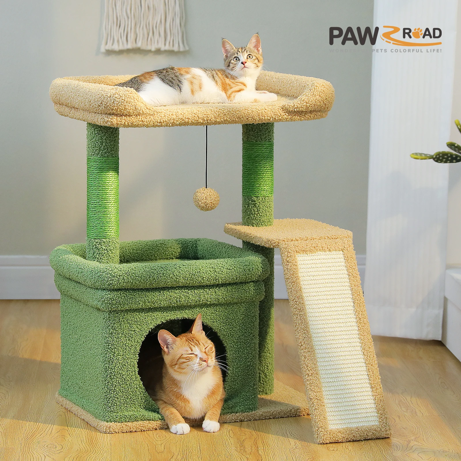 Árbol rascador compacto para gatos con sisal y plataforma - imagen 5