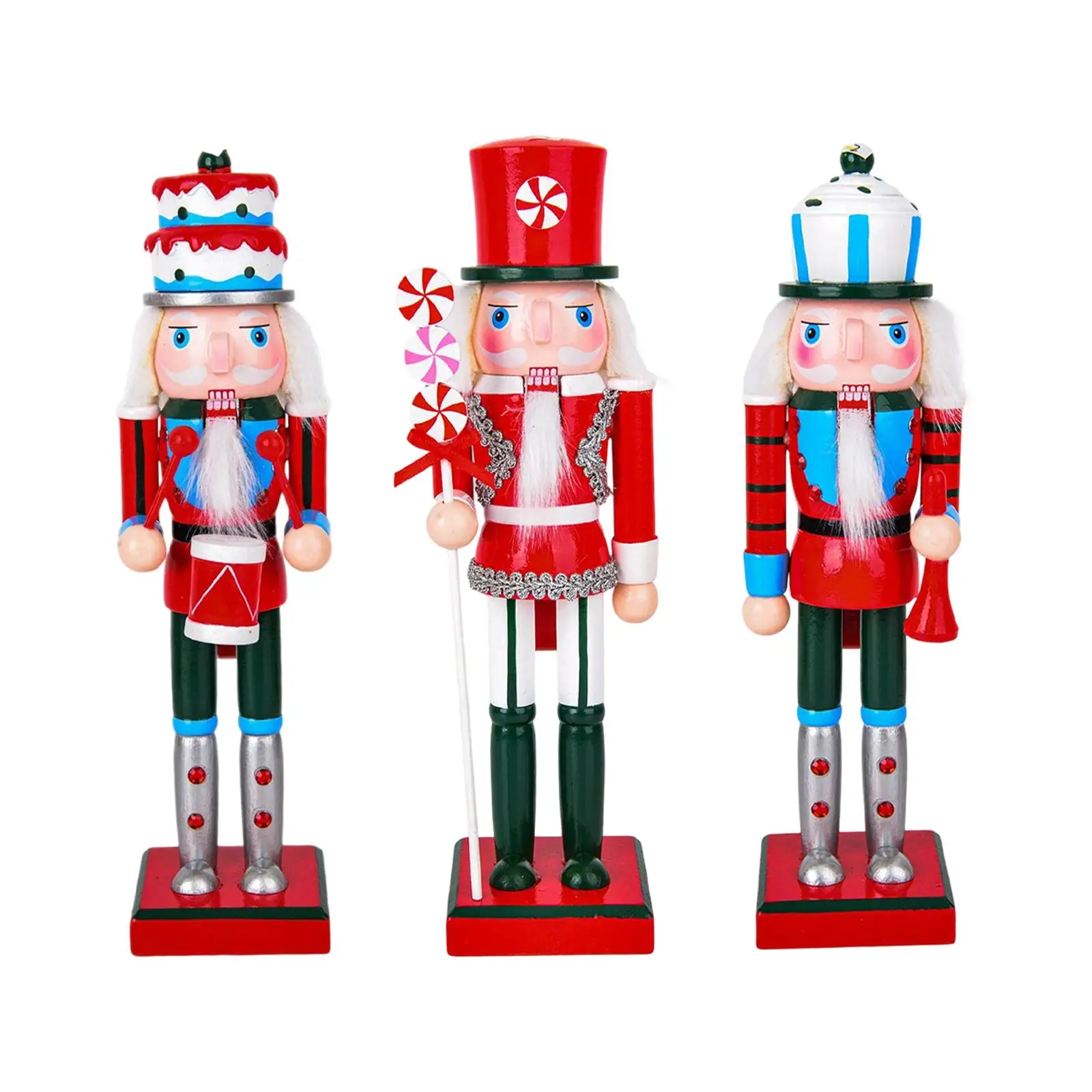 Christmas Nutcracker Figurine 9.84inch Tall Nostalgic Standing on Base Craft Toy Christmas Nutcracker Figurine 9.84inch Tall Nostalgic Standing on Base Craft Toy
