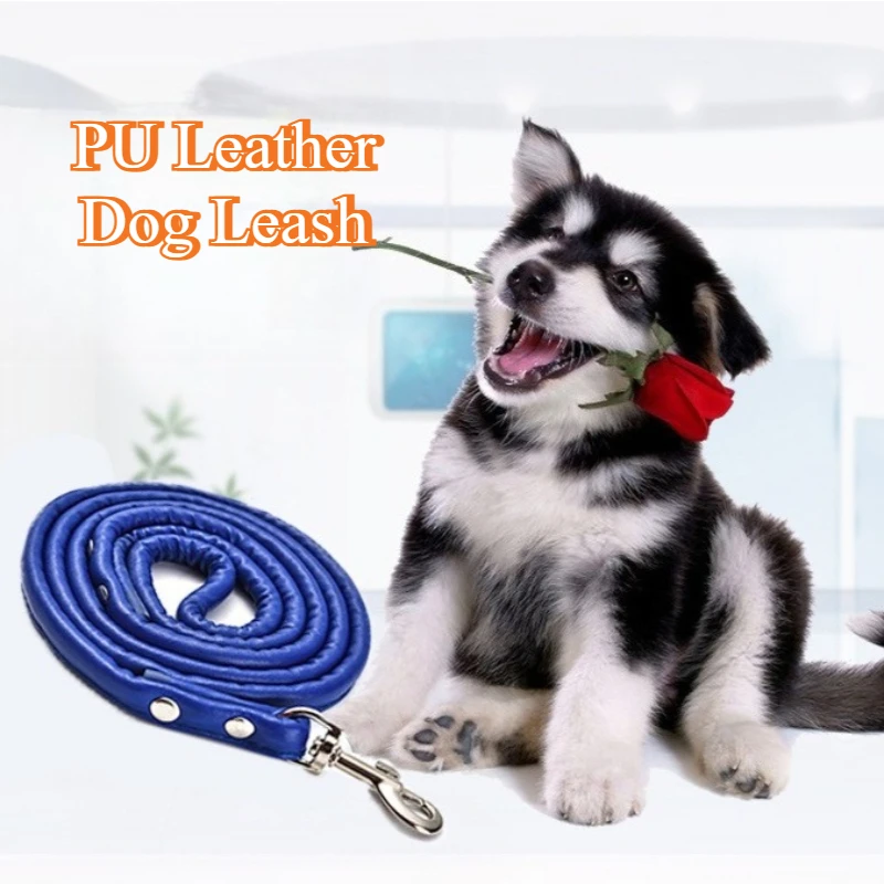 Correa para perro de cuero PU, mina de entrenamiento redonda sin enredos con gancho seguro, cómoda correa para caminar para cachorros