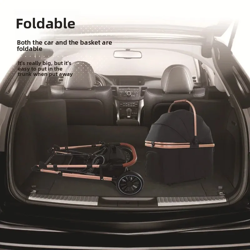 Transportín de viaje plegable con carrito para perros y gatos