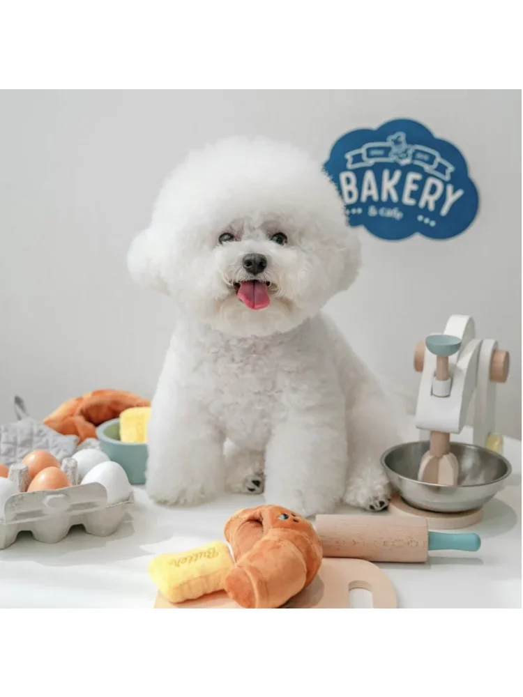 Juguete oculto para olfatear con comida, juguete interactivo de peluche para perro, para masticar, para mascotas, cruasán, pan, sonido chirriante - imagen 2