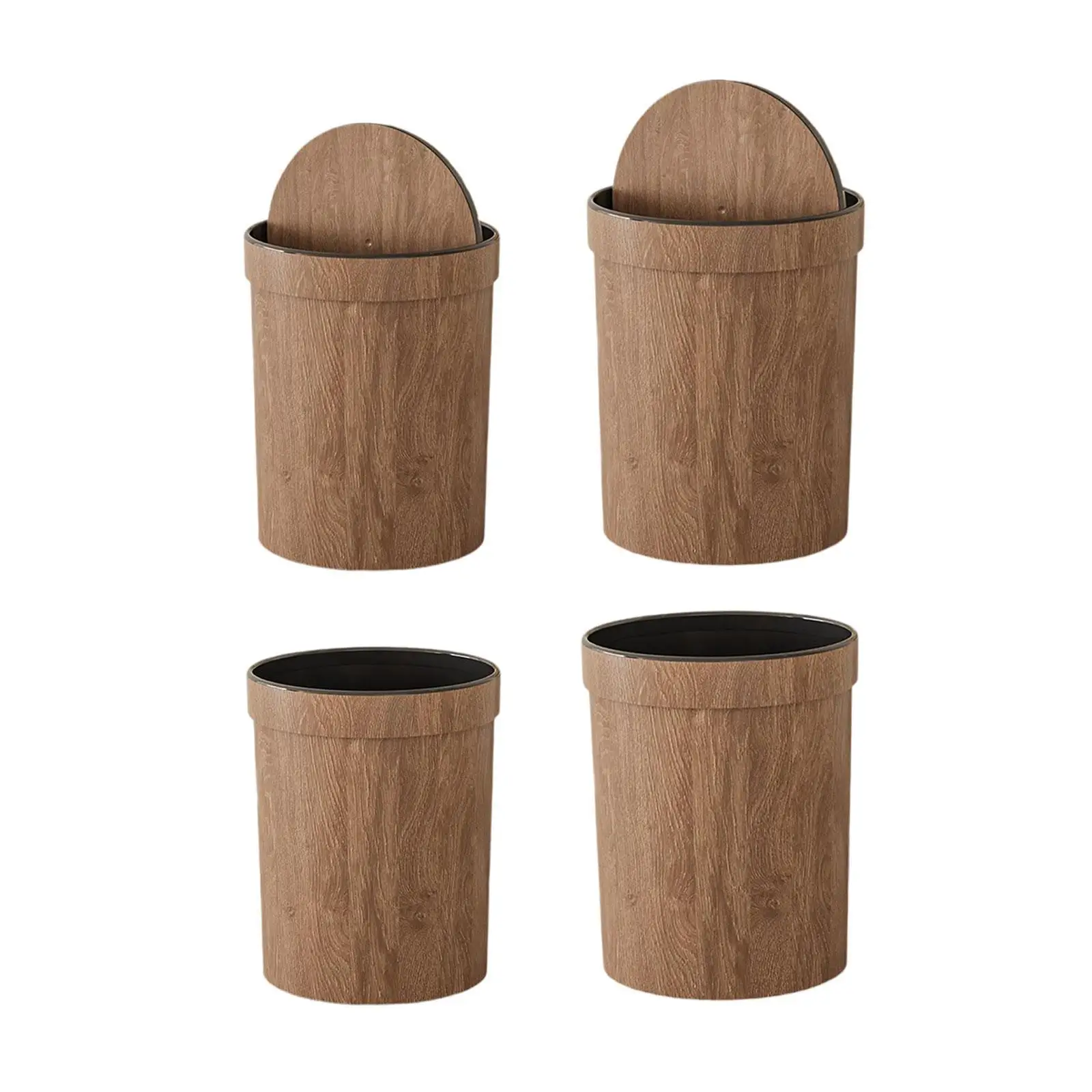 Trash Can Imitation Wood Grain Stylish Accessory Garbage Container Storage Bin Wastebasket for Office Home Study Laundry Room