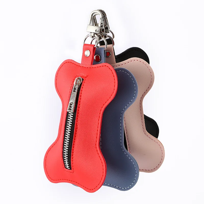 Soporte portátil para bolsa de excrementos de perro de PU, dispensador de bolsas de basura para mascotas en forma de hueso para perros, dispensador de bolsas de basura para mascotas con 1 rollo de bolsa para excrementos - imagen 3