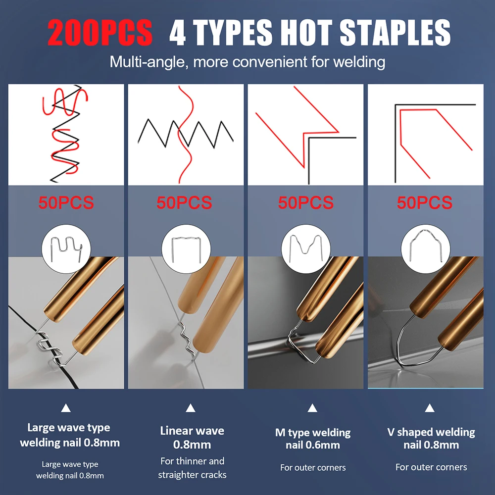 Máquina de soldadura de plástico inalámbrica de mano, pistola de soldadura recargable por USB, grapadora en caliente, Kits de herramientas de reparación de parachoques de coche, PWG-1 - imagen 2