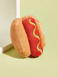 Juguete masticable de peluche chirriante con dientes para perros