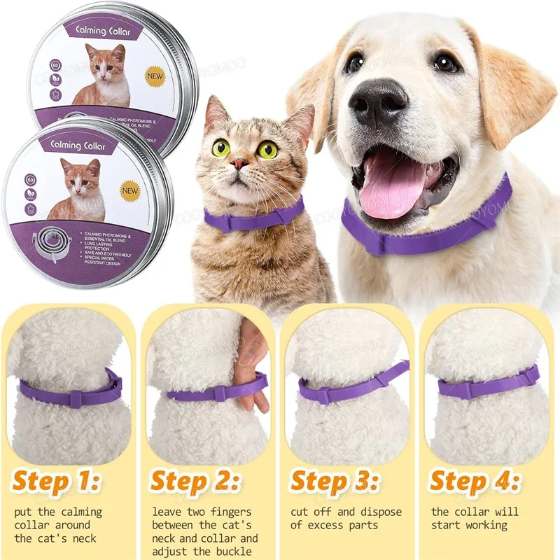 Nuevo lanzamiento de Collar de feromonas calmante para perros, Collar cómodo ajustable para aliviar la ansiedad para cachorros y gatitos, accesorios para perros grandes - imagen 3