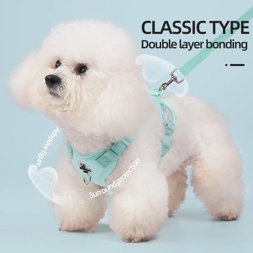 Arnés y correa para perros de dopamina para perros pequeños, chaleco ligero y transpirable sin tirones para mascotas, equipo para caminar al aire libre, apto para Bichon Teddy - imagen 2