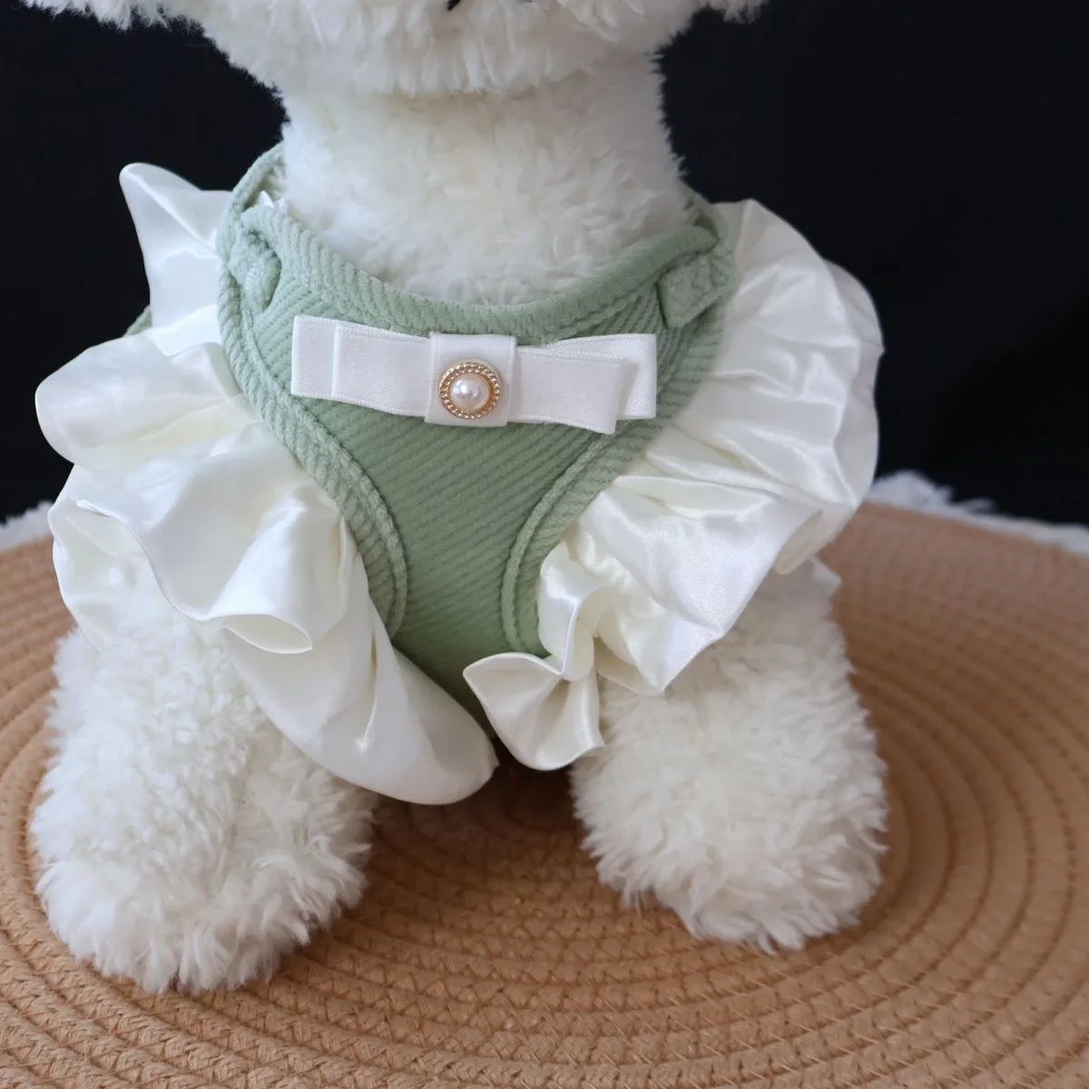 Arnés Kawaii con volantes para cachorros, arnés para perros pequeños, gatos, plomo para caminar para Bichon Frise maltés, suministros de entrenamiento para perros de peluche - imagen 2