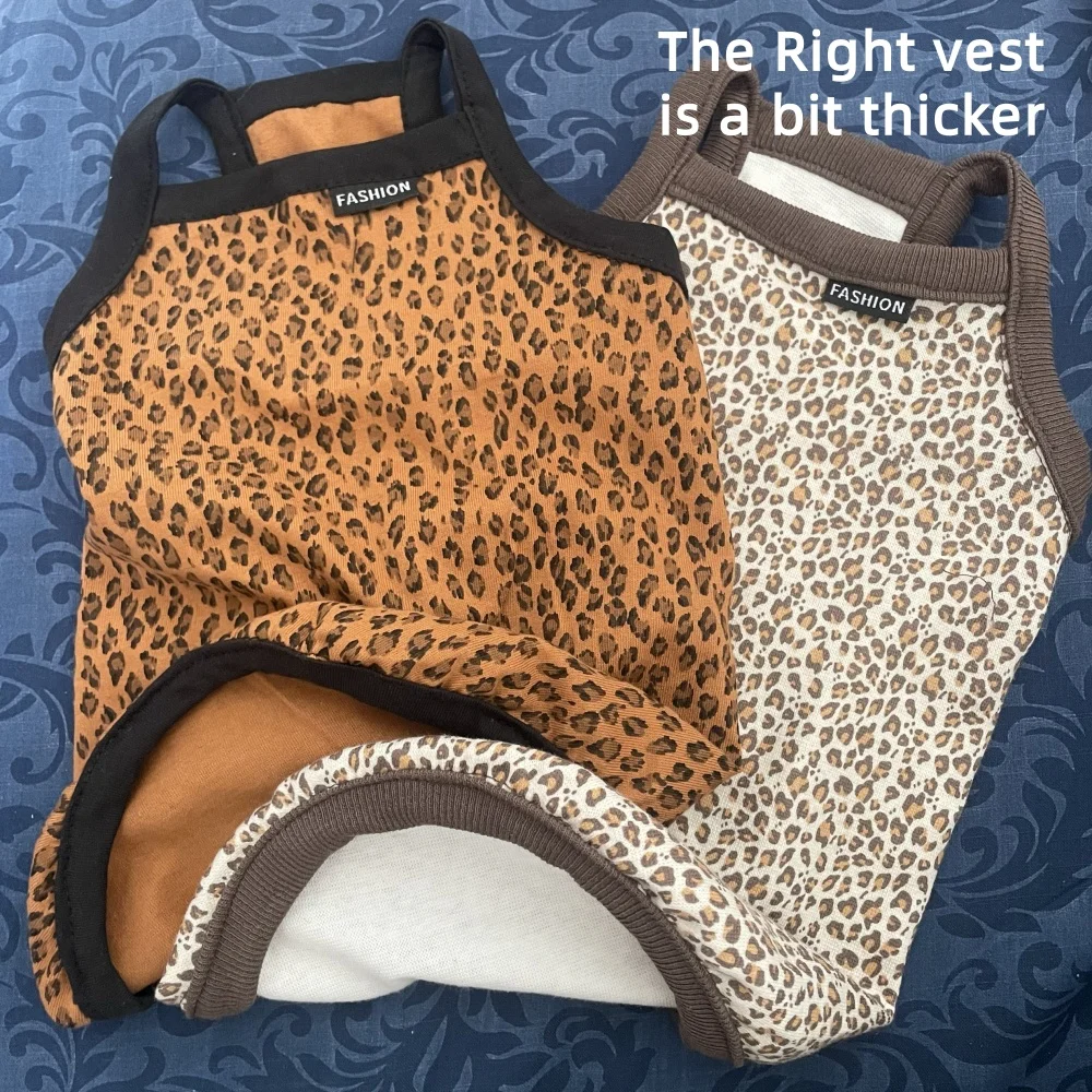 Camisola de leopardo de moda para gato en verano Chaleco de algodón marrón suave para Sphynx Cat Ropa de estar por casa caqui sin mangas para Devon Rex - imagen 2
