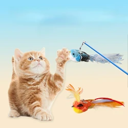 Cabezal de repuesto de pájaro/pluma manos libres con campana, potentes juguetes interactivos para gatos, gatitos, ejercicio de caza, productos para mascotas