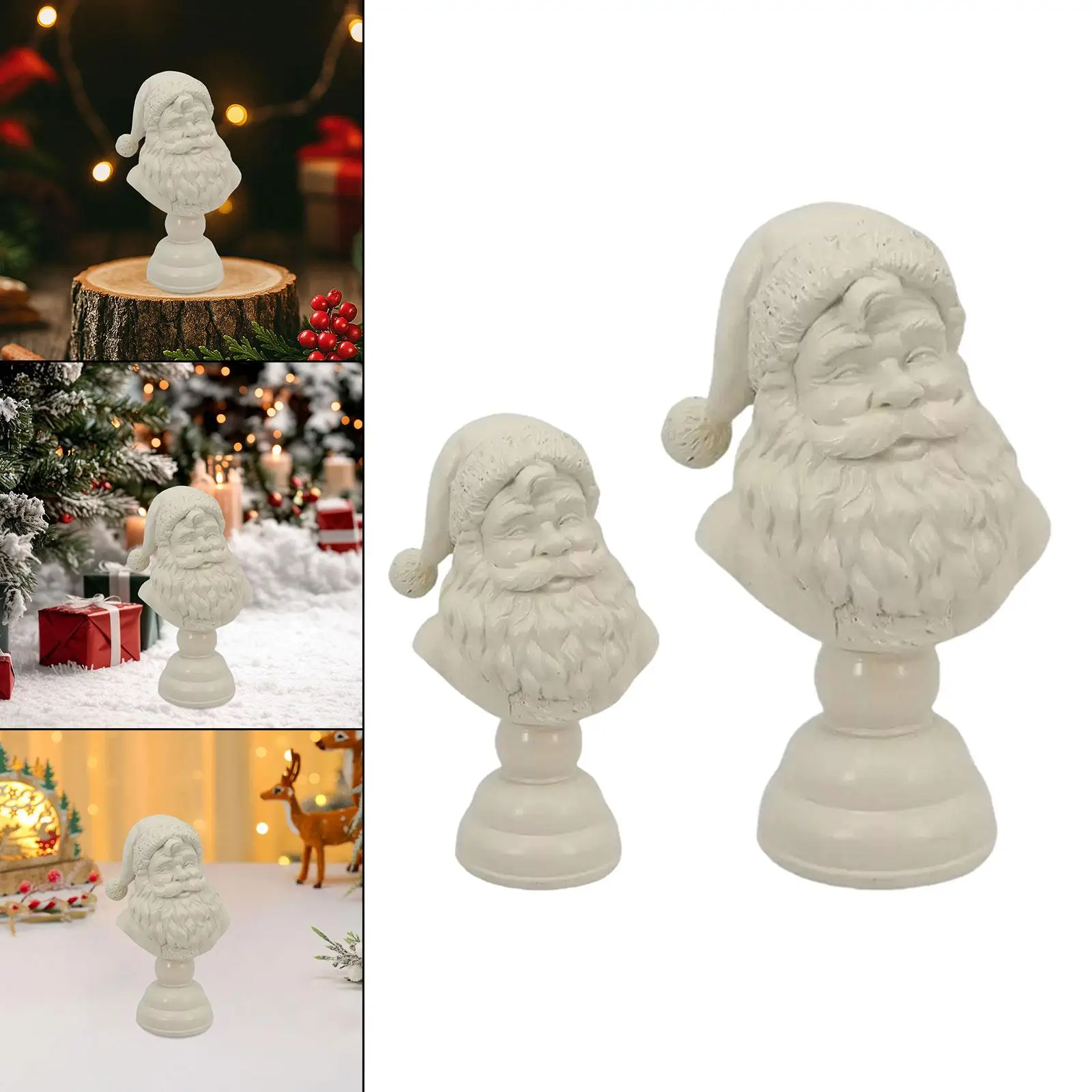 Santa Claus Half Body Statue Resin Sculpture Table Centerpieces Gift Crafts for