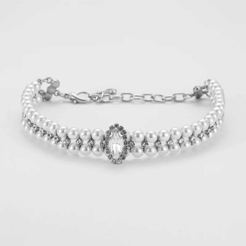Collar de diamantes para perro mascota, Collar de perlas para cachorro, collares de lujo para boda, Collar de diamantes de imitación para perros y gatos - imagen 4