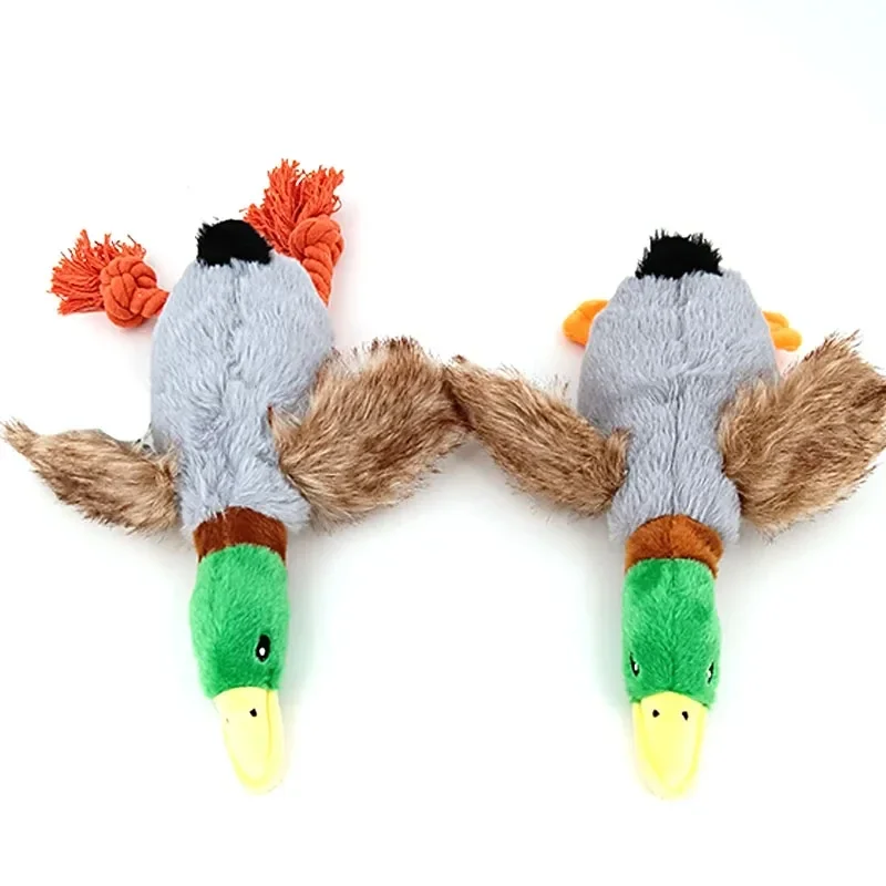 Lindo pato de peluche juguete con sonido relleno Animal chirriante chirriante juguete para perros limpieza diente perro masticar cuerda juguetes para perros mascota - imagen 4