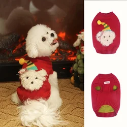 Suéter de Navidad grueso para perros, ropa para mascotas para Otoño e Invierno, chaleco tejido rojo para mascotas, jersey para mascotas, prendas de punto, ropa cálida para perros