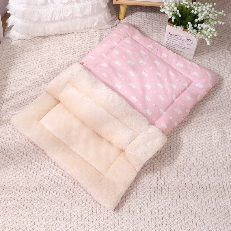 Saco de dormir cálido para gatos, cama para mascotas con forro polar de felpa, almohadilla lavable desmontable para gatos de interior, perros pequeños, todas las estaciones, invierno - imagen 5