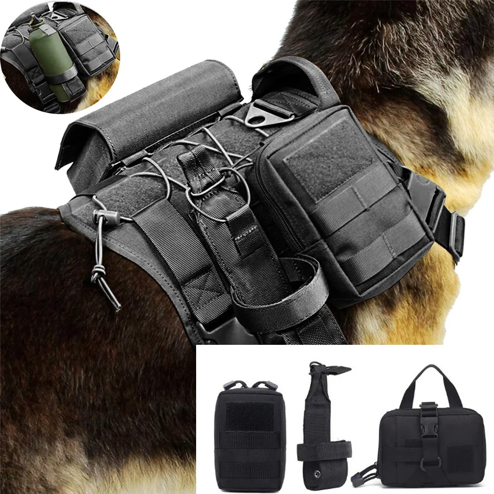 Juego de bolsas tácticas para perros, bolsas de nailon de estilo militar, multiusos para entrenamiento de perros, aventuras al aire libre y almacenamiento de engranajes