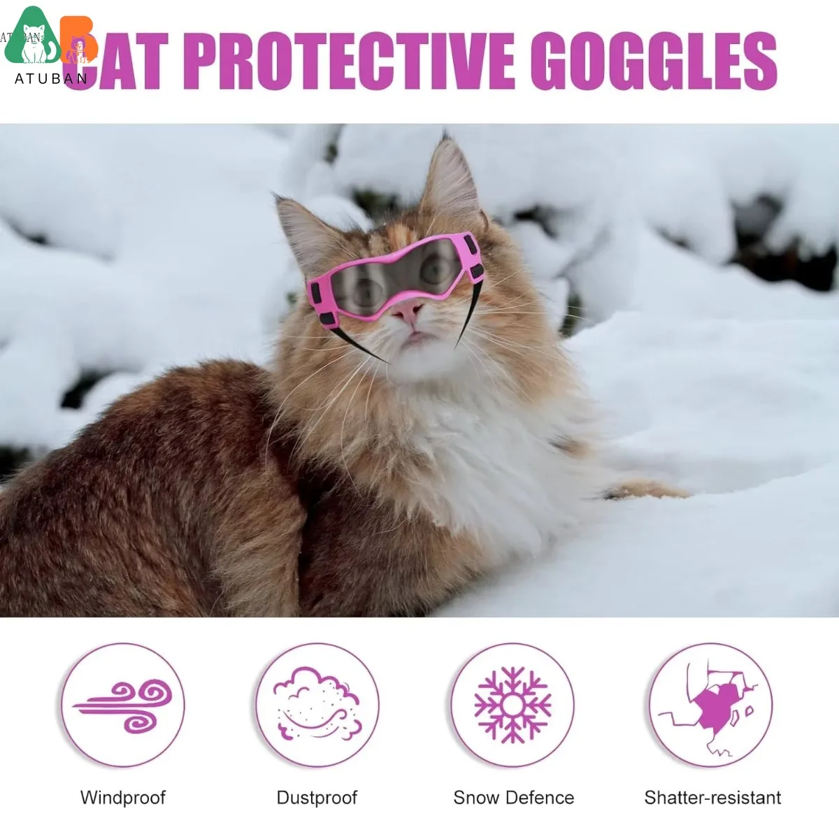 ATUBAN Gafas de sol para gatos, gafas para perros pequeños, cómodas, suaves, fáciles de usar, ajustables, gafas de sol con protección UV para mascotas pequeñas para gatos y gatitos - imagen 2