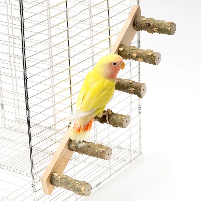 Escalera de madera de 4/6 escalones para mascotas, juguete interactivo para loros y pájaros, jaula para hámster, palo de molienda divertido, juguete de escalada, accesorios para pájaros - imagen 2